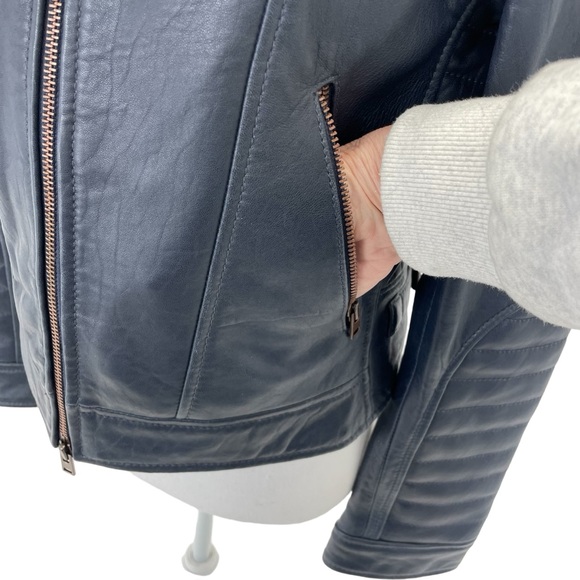 J. Crew Collection Leather Jacket 6 BLUE - Picture 10 of 16